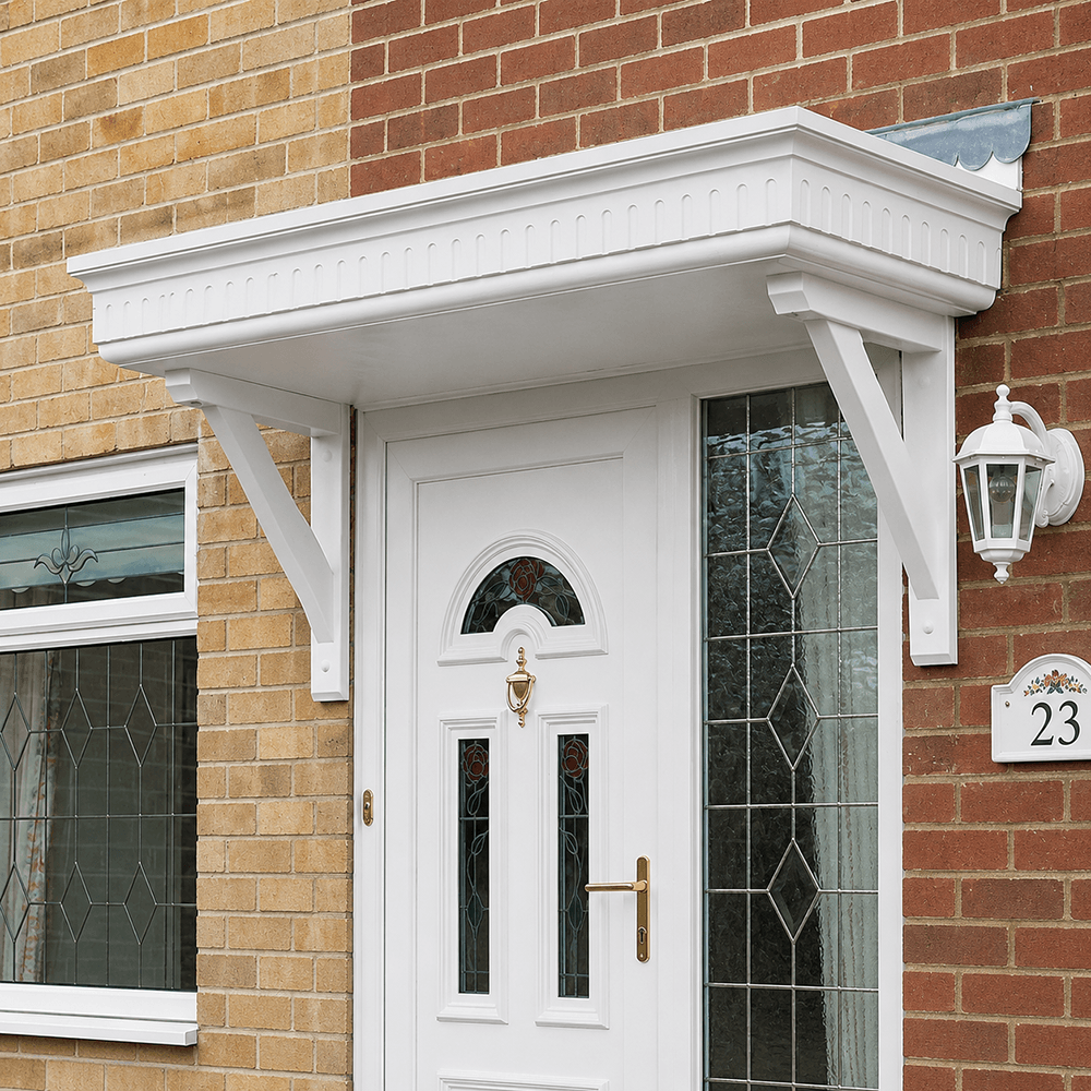 The Castledene Dental Moulded Flat Over Door Canopy includes brackets Image